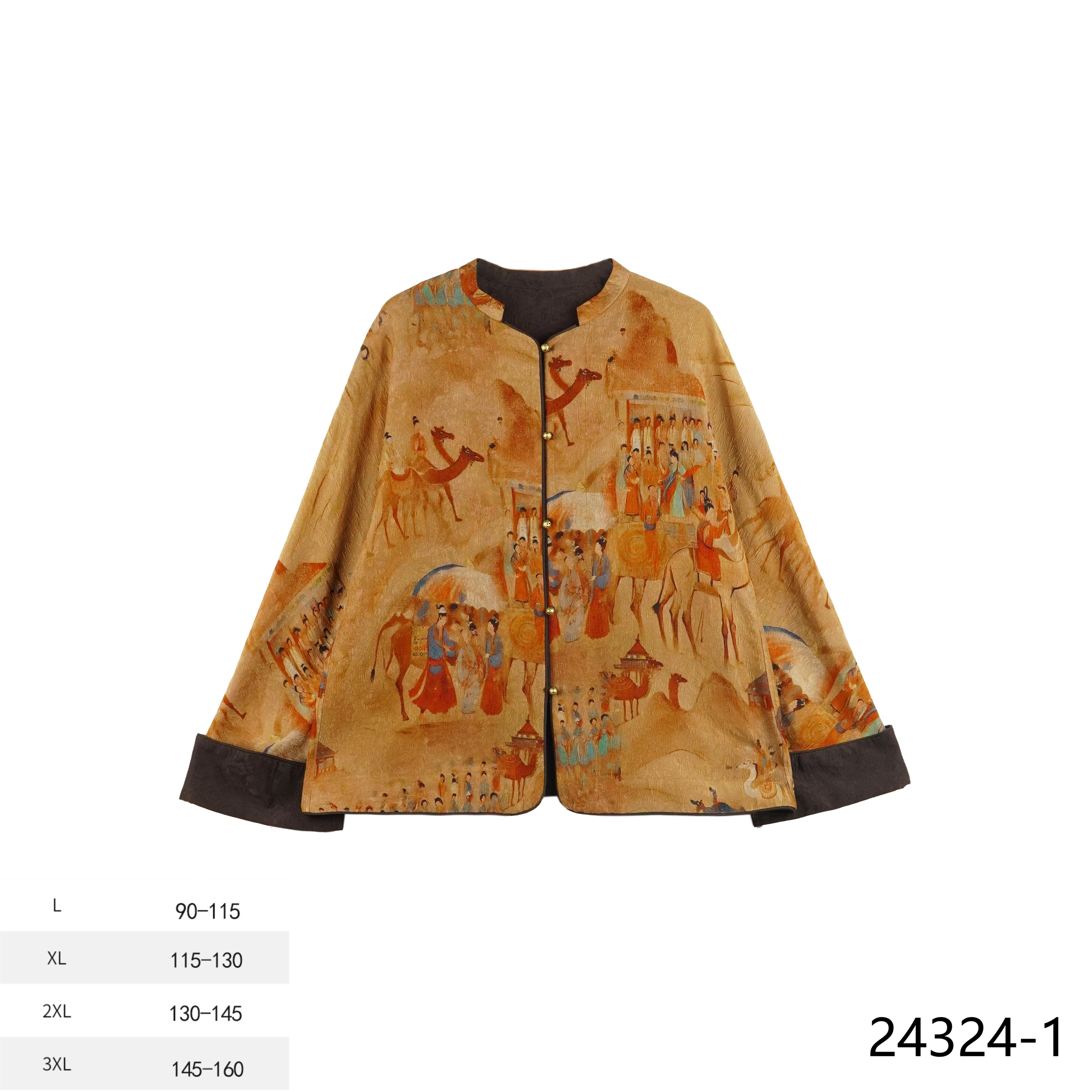 LL 2025春夏新款时尚国风昭君出塞冠乐绉双面穿宽松外套24324-1