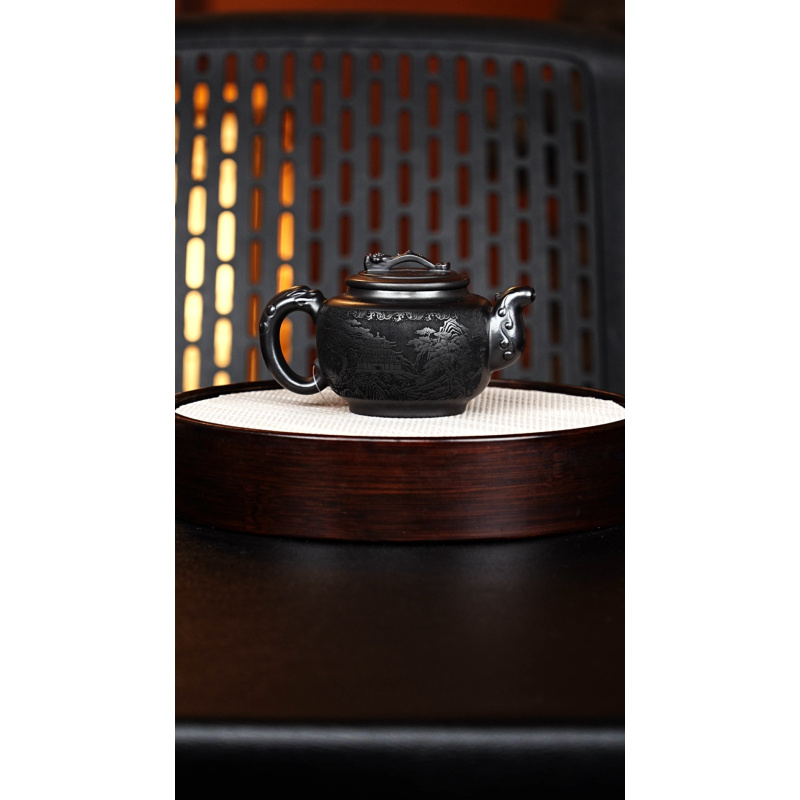 宜兴紫砂 如意壶 石黄 范传梅 h354