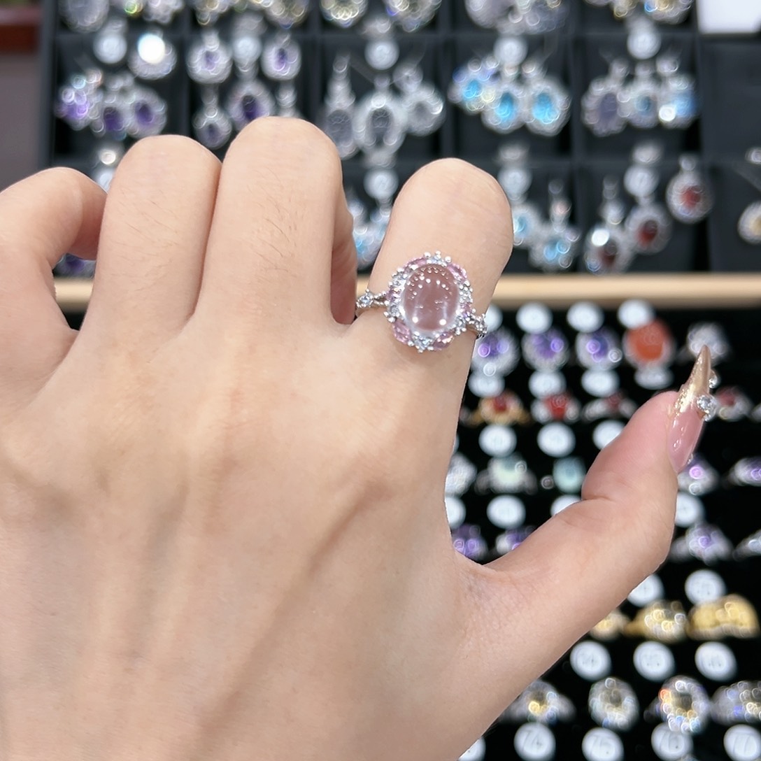 芙蓉石手链银S925镶嵌戒指