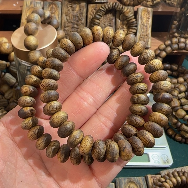 沉香手串金沙叶算盘珠单圈1.0多样性发一