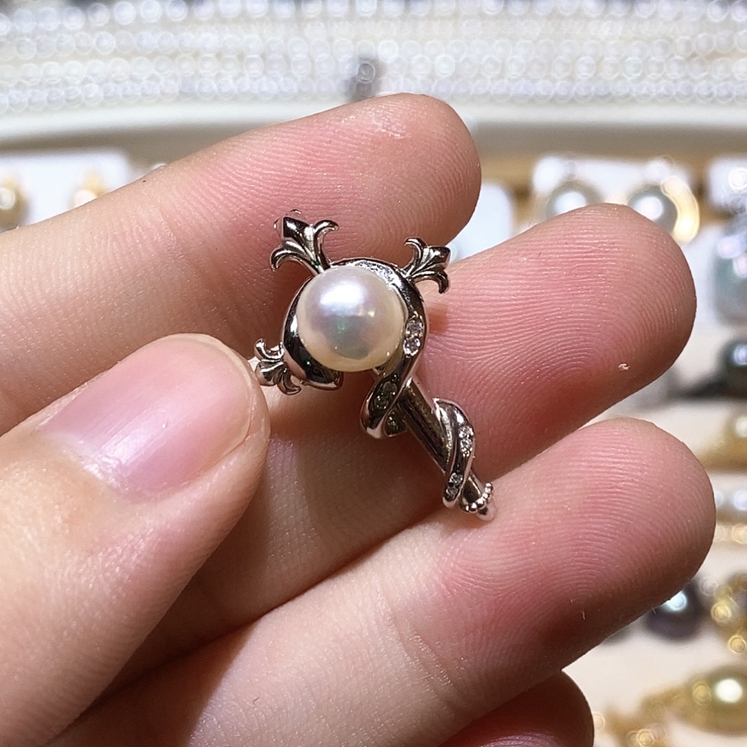 海水珍珠银S925镶嵌颈饰