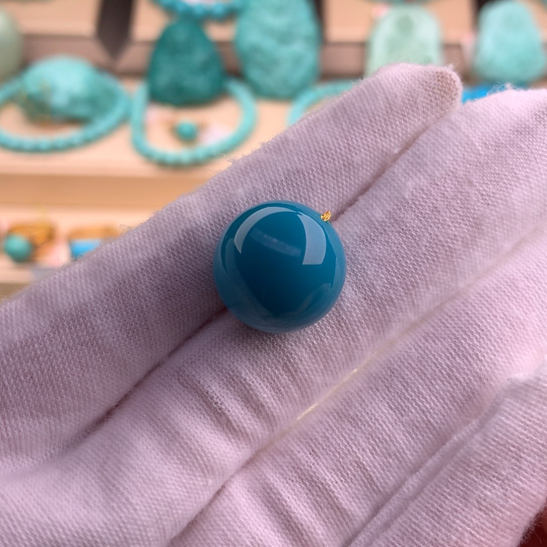 绿松石珠宝奇石未镶嵌15.7mm