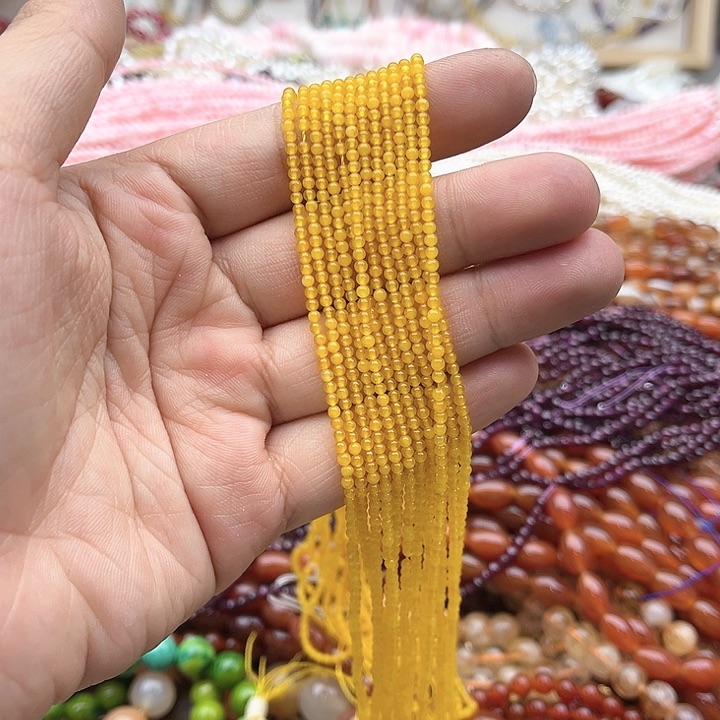 玛瑙/玉髓珠宝半成品未镶嵌2条2mm左右黄玛瑙珠