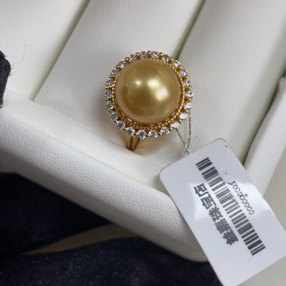 海水珍珠银S925镶嵌戒指12.3mm