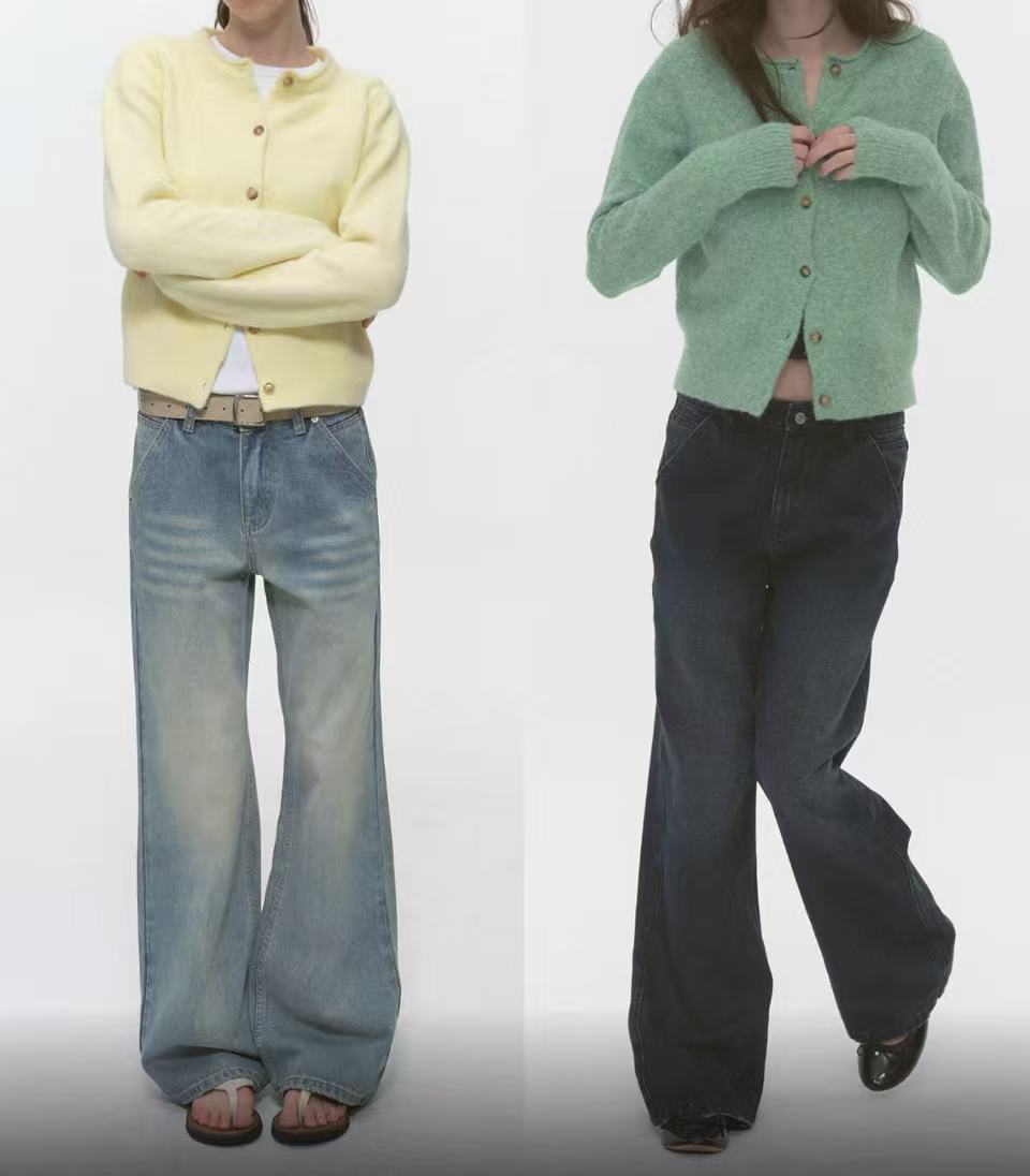 2025秋冬毛衣针织衫多巴胺色系圆领羊毛软糯开衫