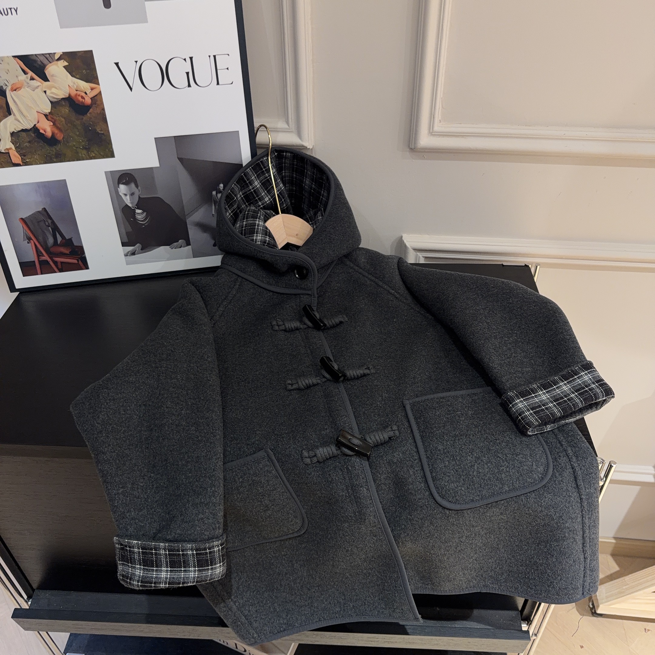 【两个小盆友】冬季中长款男女童加绒加厚毛呢外套儿童呢大衣884080