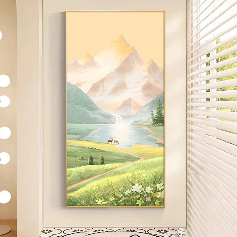 日照金山入户玄关装饰画山水风景客厅壁画走廊过道高级感挂画