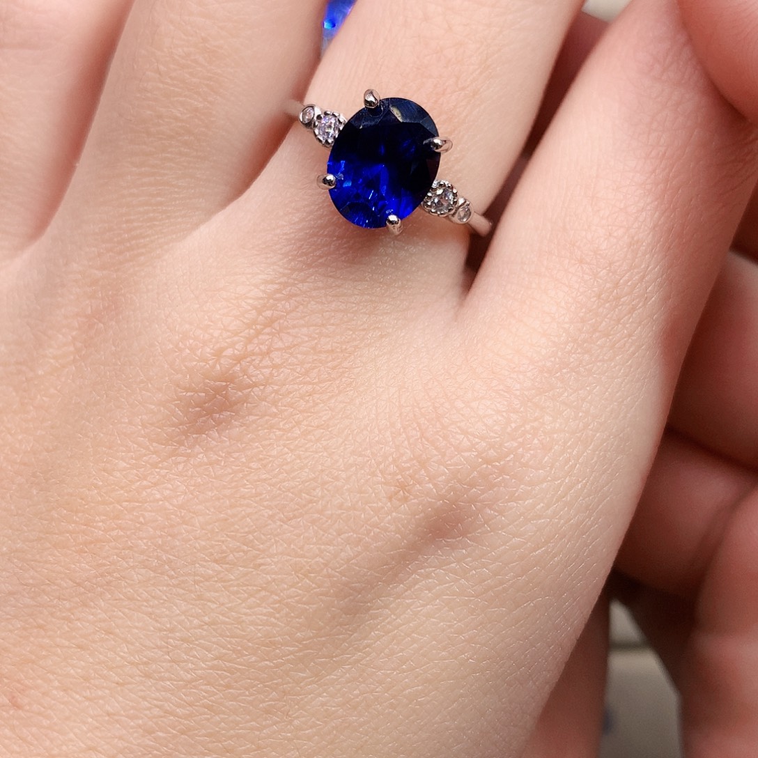 戒指银S925镶嵌蓝宝石