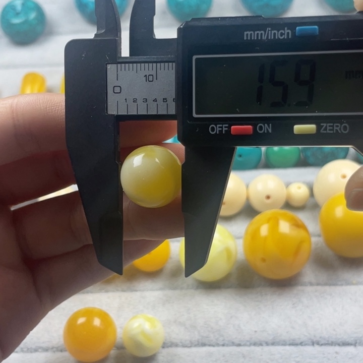 蜜蜡裸石未镶嵌优化蜜蜡圆珠16mm尺寸单颗鸡油黄款