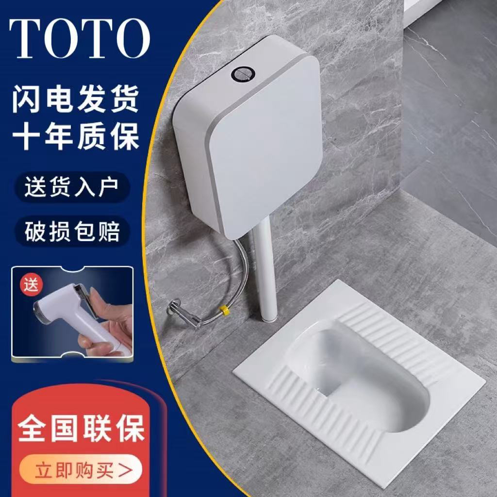 TOTO蹲便器家用防臭蹲便器卫生间大冲水套装家用防滑蹲坑式便池