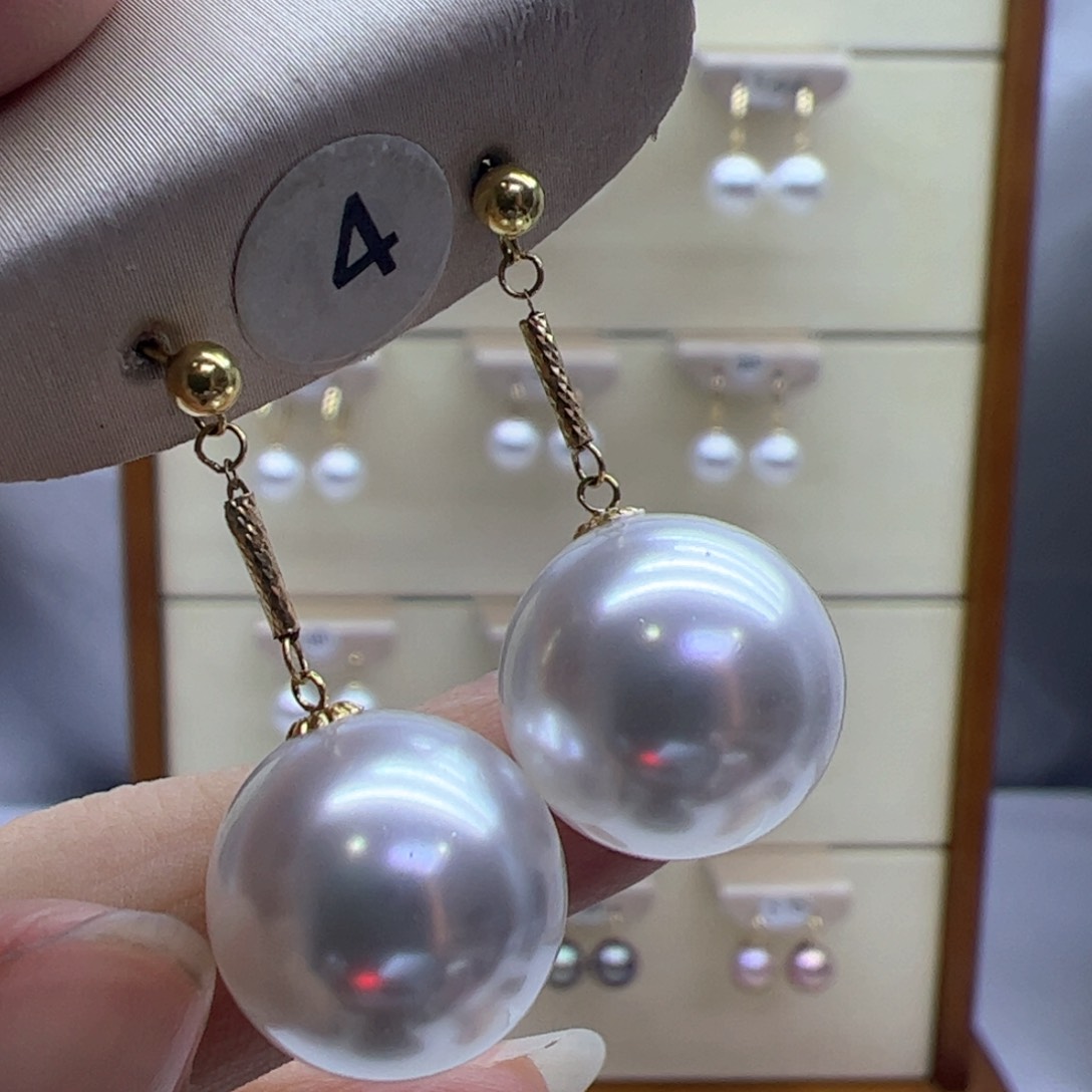 淡水珍珠耳饰18K金镶嵌