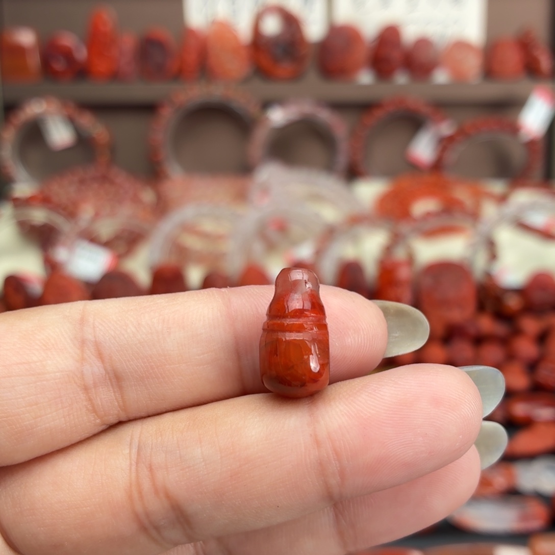 南红玛瑙未镶嵌颈饰火焰三通对孔卡9咪➕