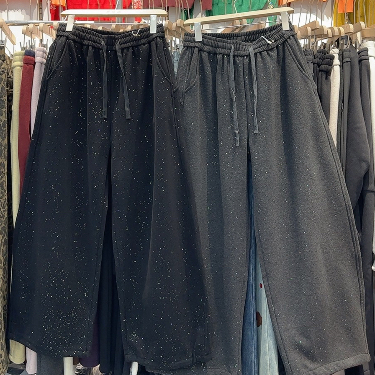 加绒加厚毛呢星空弯刀裤2穿