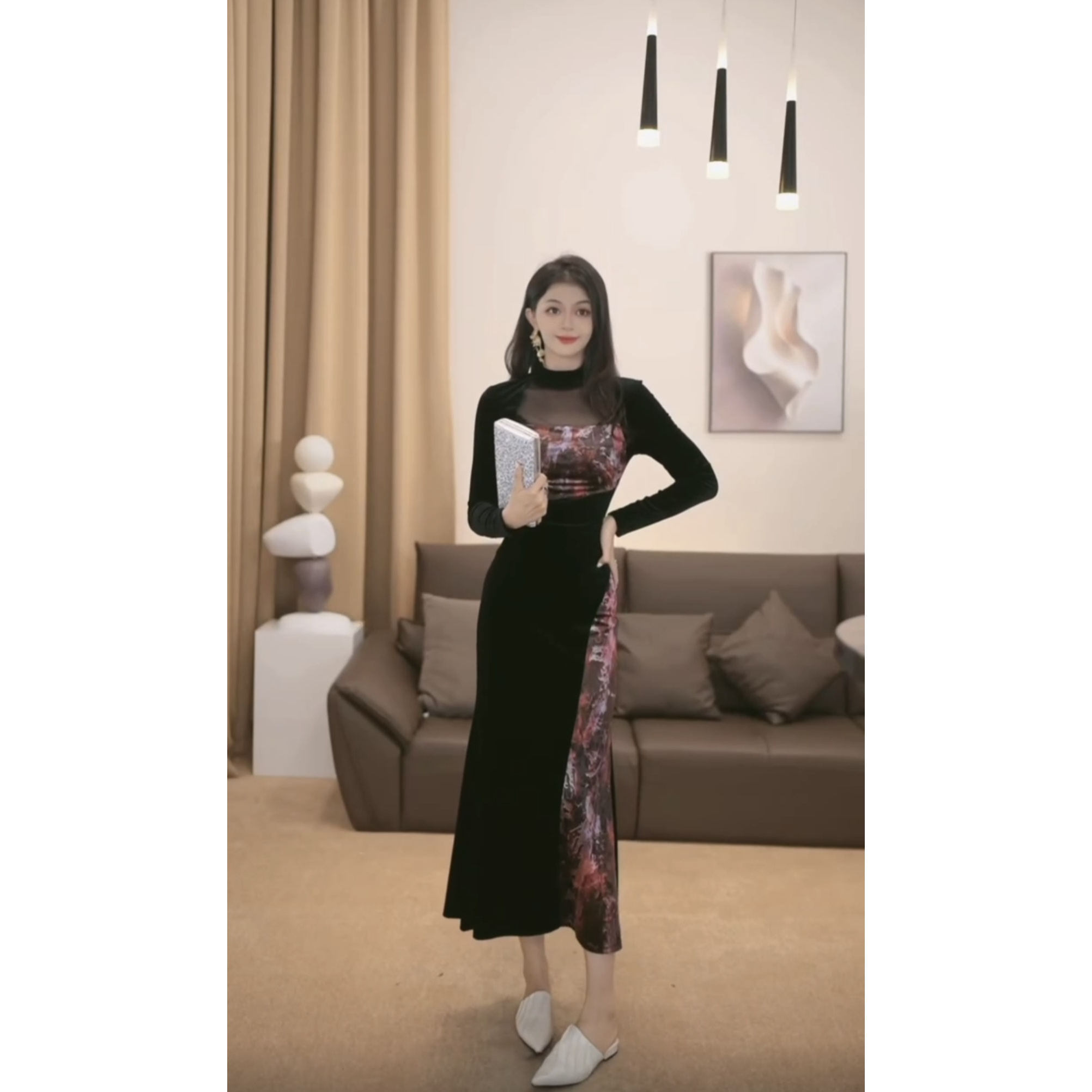 TOLEX2025新款时尚百搭轻奢女包褶皱黑色蓝色