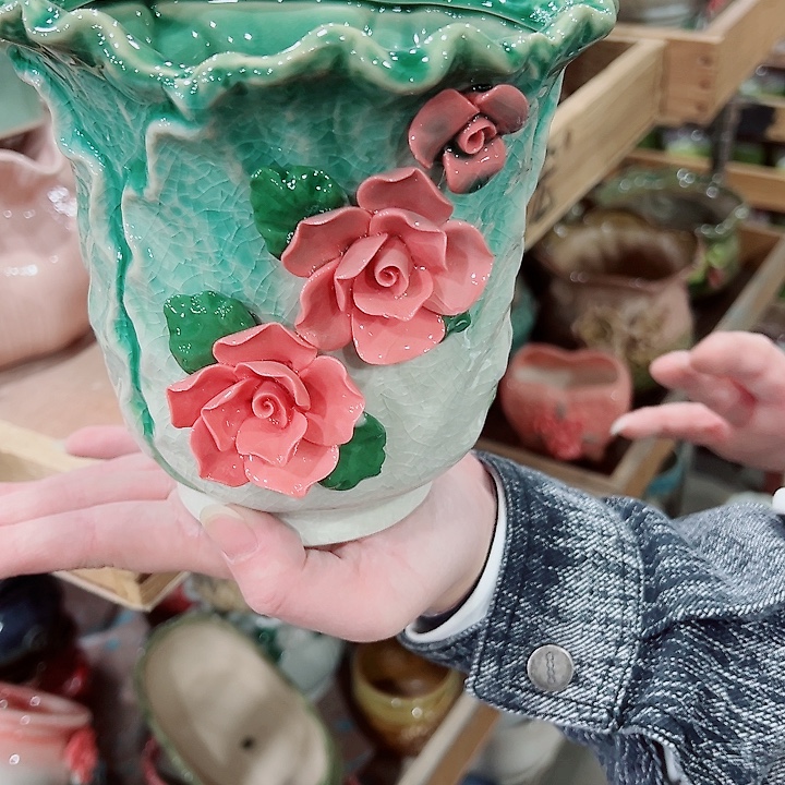 有孔，凑单福利满10元发货陶瓷多肉花盆！