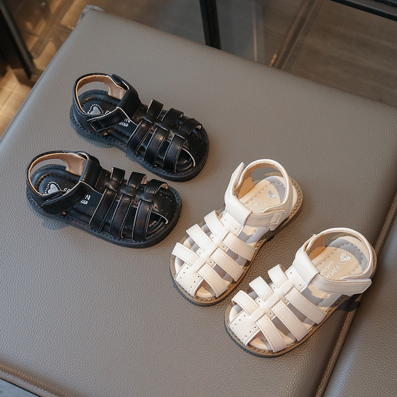 宝宝童鞋2025夏季新款女童鞋子防滑简约中小童包头凉鞋男童沙滩鞋