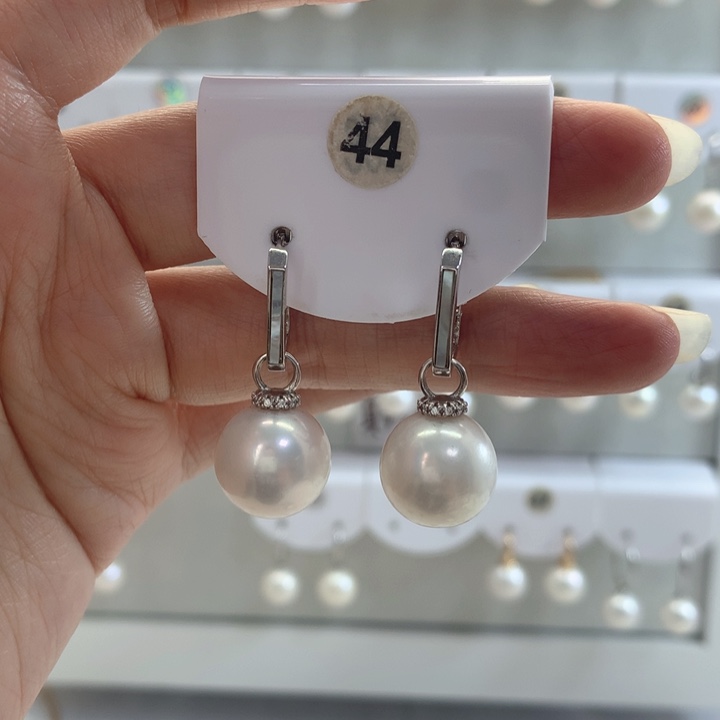 淡水珍珠耳饰银S925镶嵌