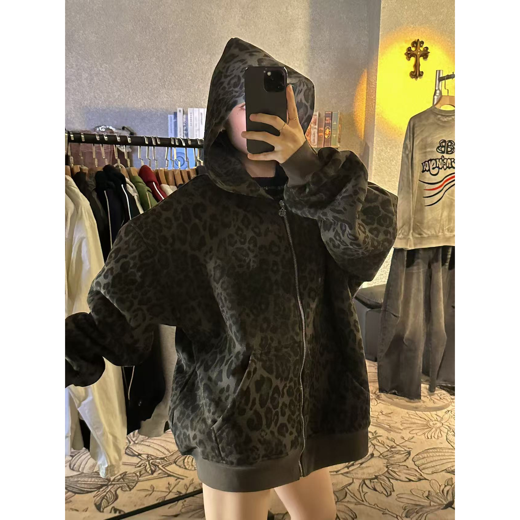 WGD林仔【豹纹外套】对版圆领开衫长袖卫衣外套 男女同款卫衣A222