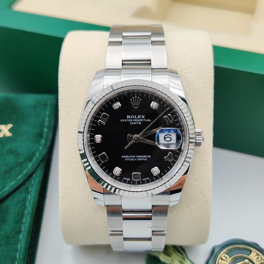 99新 Rolex/劳力士 蚝式恒动115234/34mm/黑盘/机芯/女表/全套