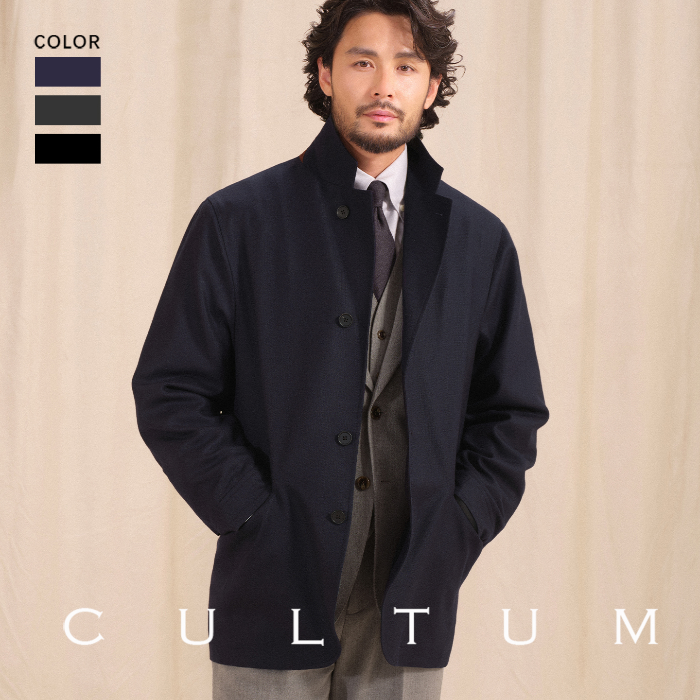 【50%羊毛 骑兵斜纹】CULTUM意式那不勒斯平驳头西装领夹克