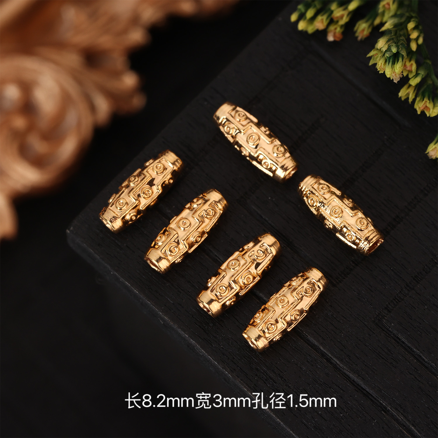 【来福工厂】18k金精工九眼桶珠素金隔珠文玩珠串腰珠配饰配件