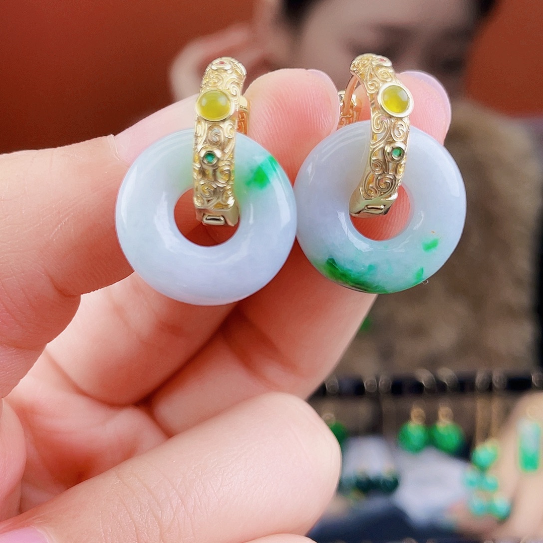 翡翠未镶嵌耳饰饰品