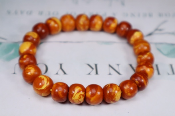 【青希珠宝】天然琥珀蜜蜡老型花蜡手串尺寸10.3mm