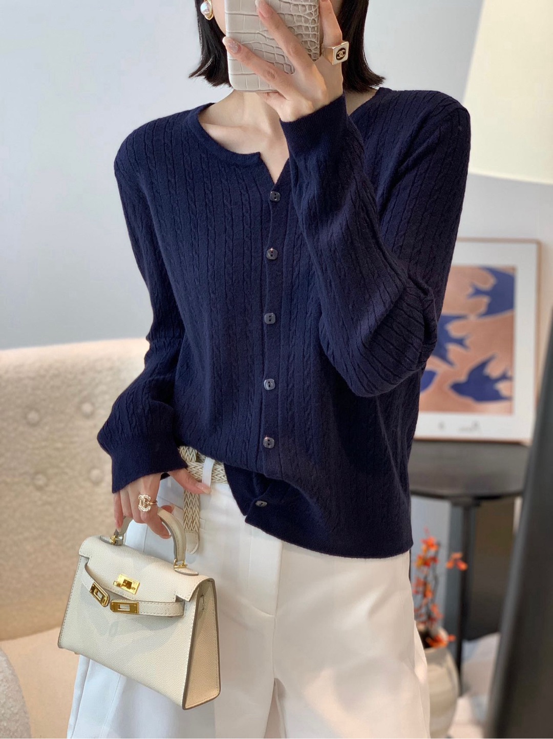 永丽家女休闲针织开衫款毛针织衫圆领秋冬春秋时尚显瘦气质百搭