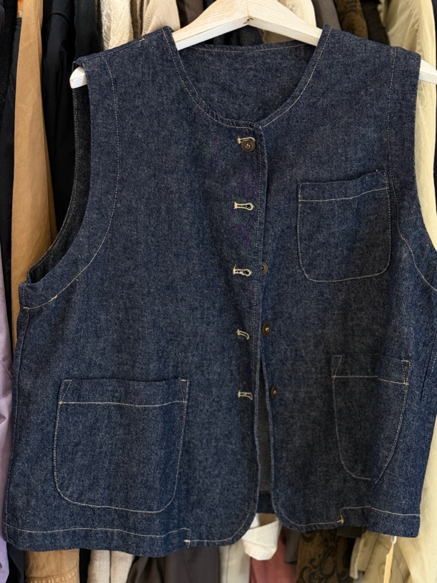 日系牛仔麻马甲女