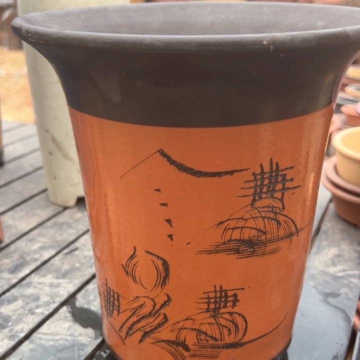 红陶紫砂兰花盆微霞高24