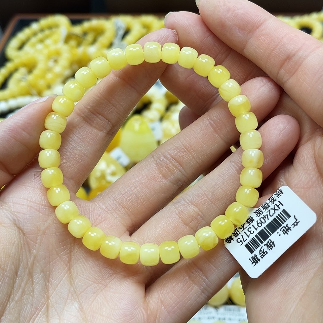 蜜蜡裸石未镶嵌老型手串6.5mm福利