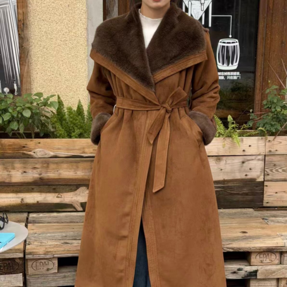 冬季加绒加厚千金风长款风衣外套网红女装中长款