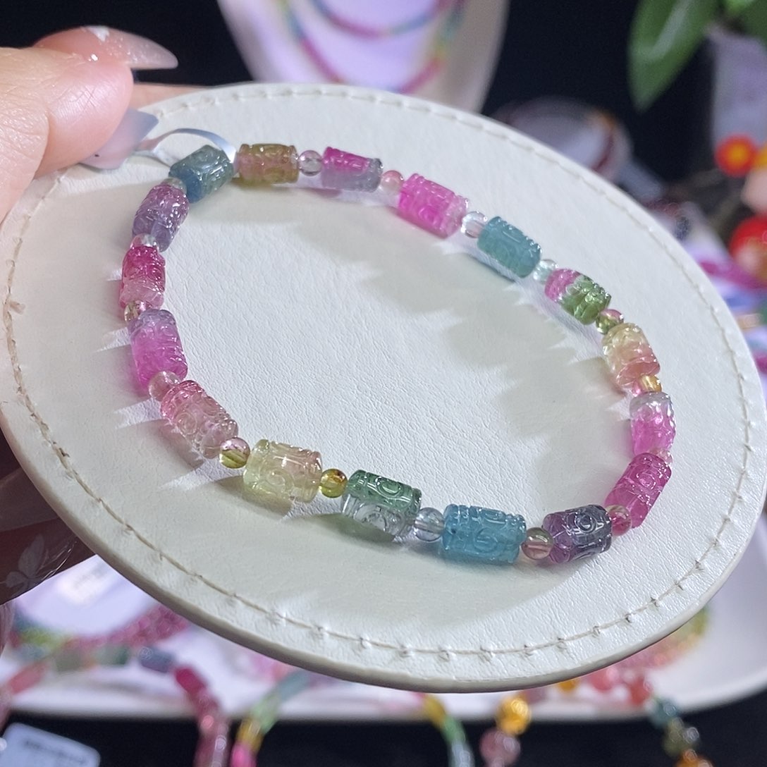 未镶嵌手链碧玺西瓜回纹