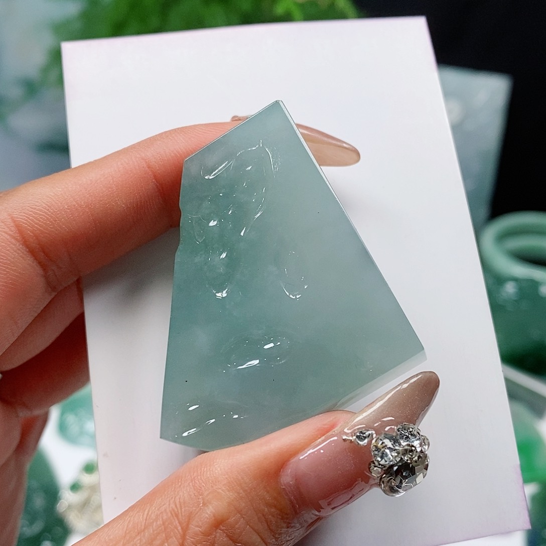 翡翠颈饰未镶嵌缅甸天然a货翡翠挂件