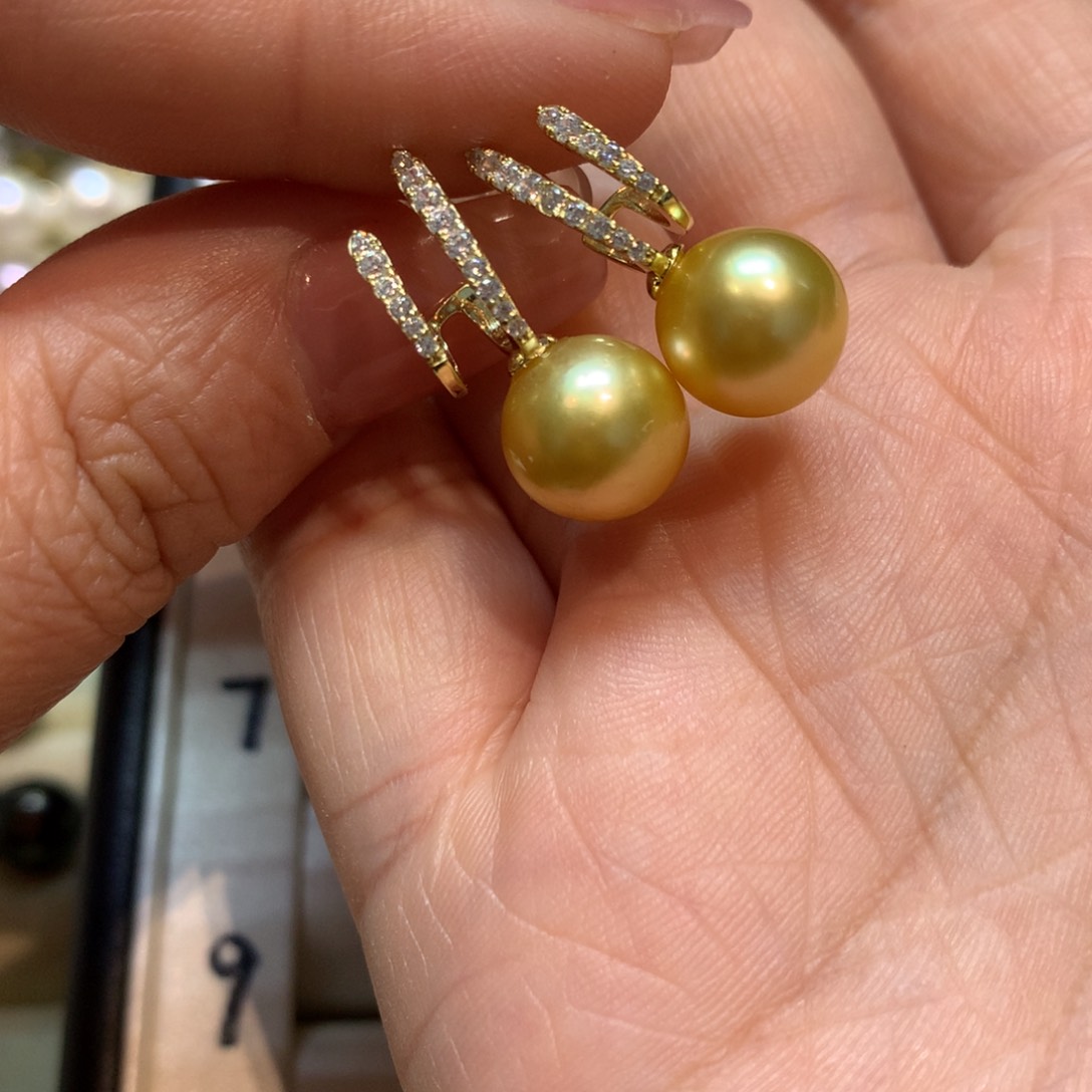 海水珍珠耳饰银S925镶嵌