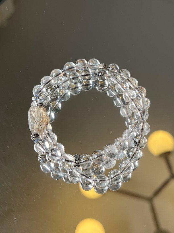 孤H0517双轮骨干水晶黑金超七双圈手串多样性发一