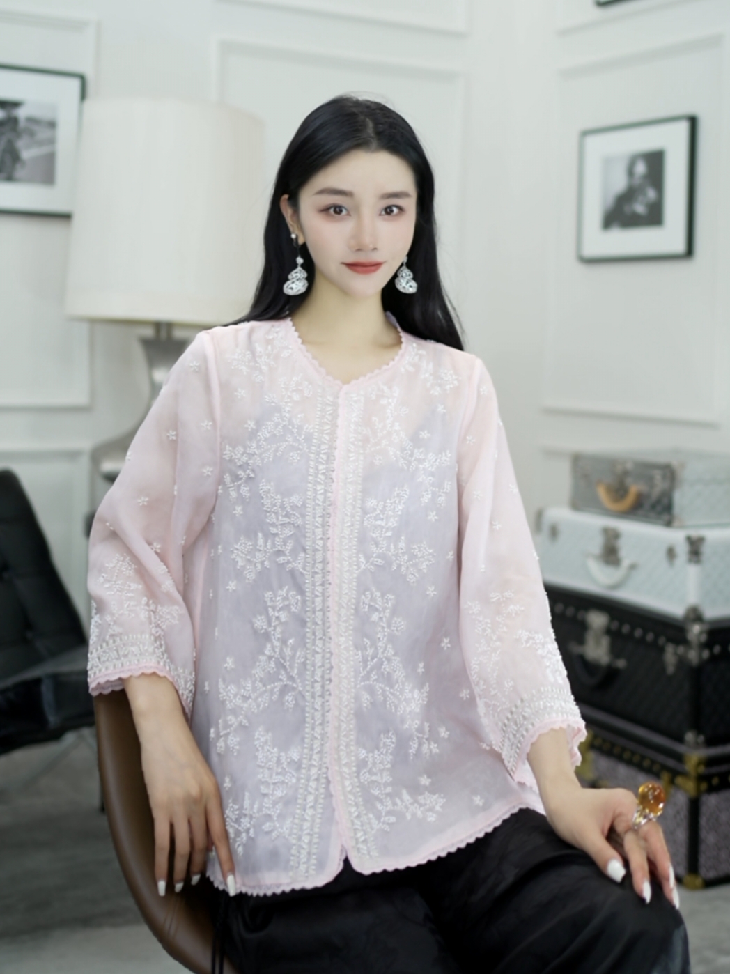 Betty Bairn【粉蝶碧玉】高定系列桑蚕丝上衣25B-BW226