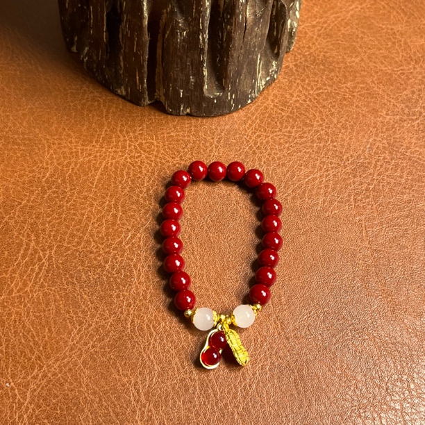 天然辰砂2-090 精品手串（无礼盒）