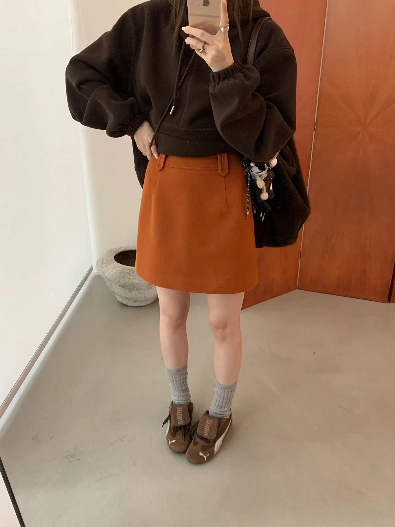 Bubble-092-高级感气质毛呢A字半裙【腰围66】