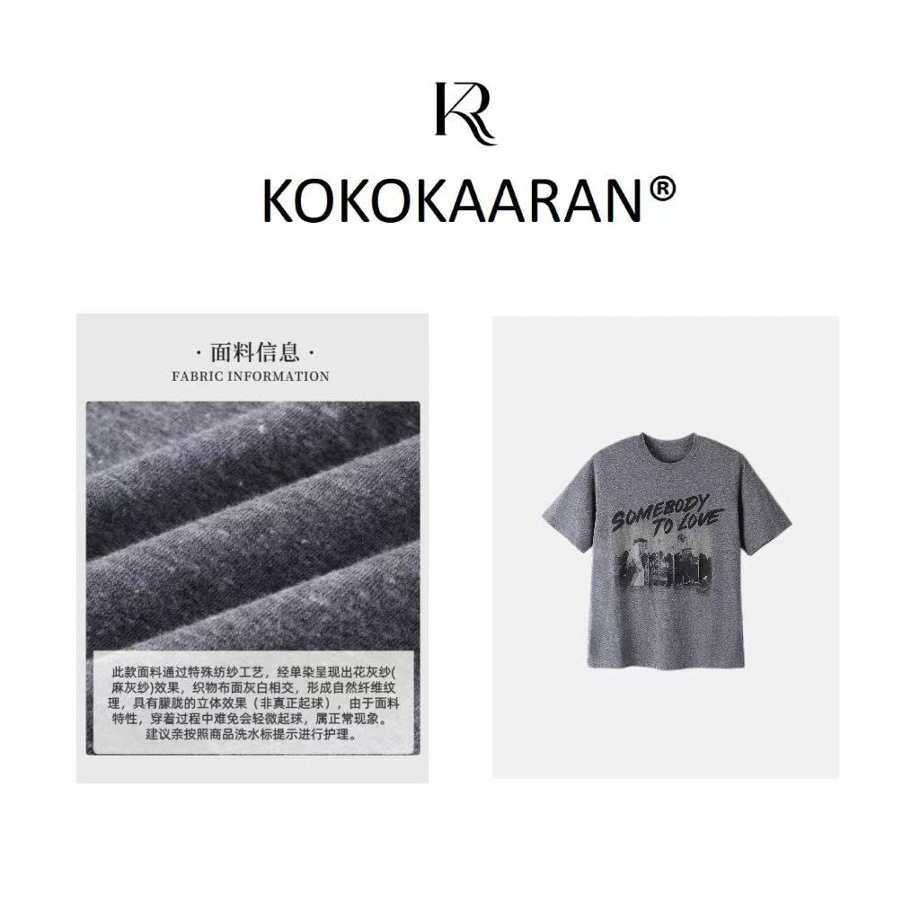 kokokaaran/可可咔伦新品自由都市风印花宽松短袖女士T恤SH250192