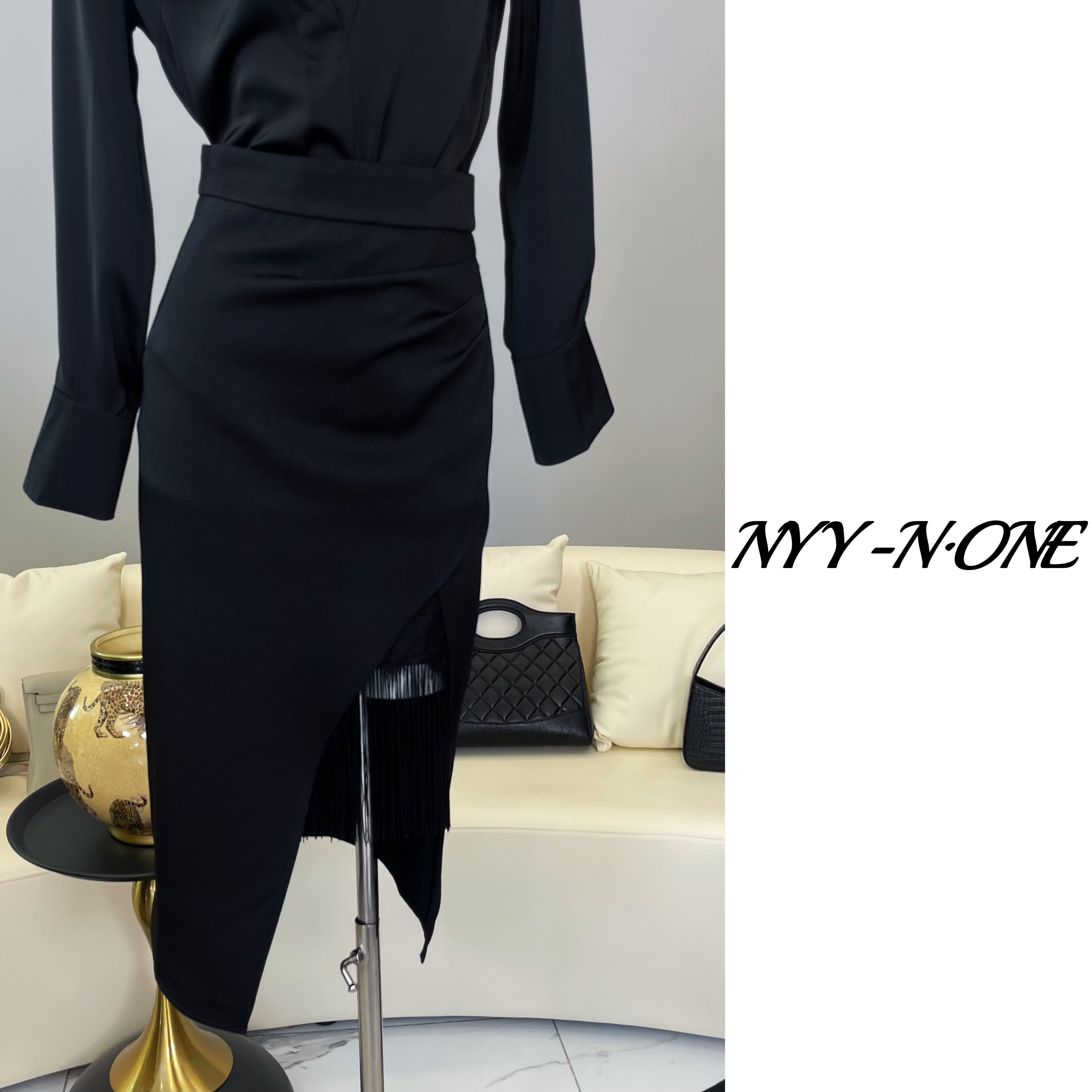 【NYY】深圳宁一一高奢定制款蕾丝流苏半身包臀裙