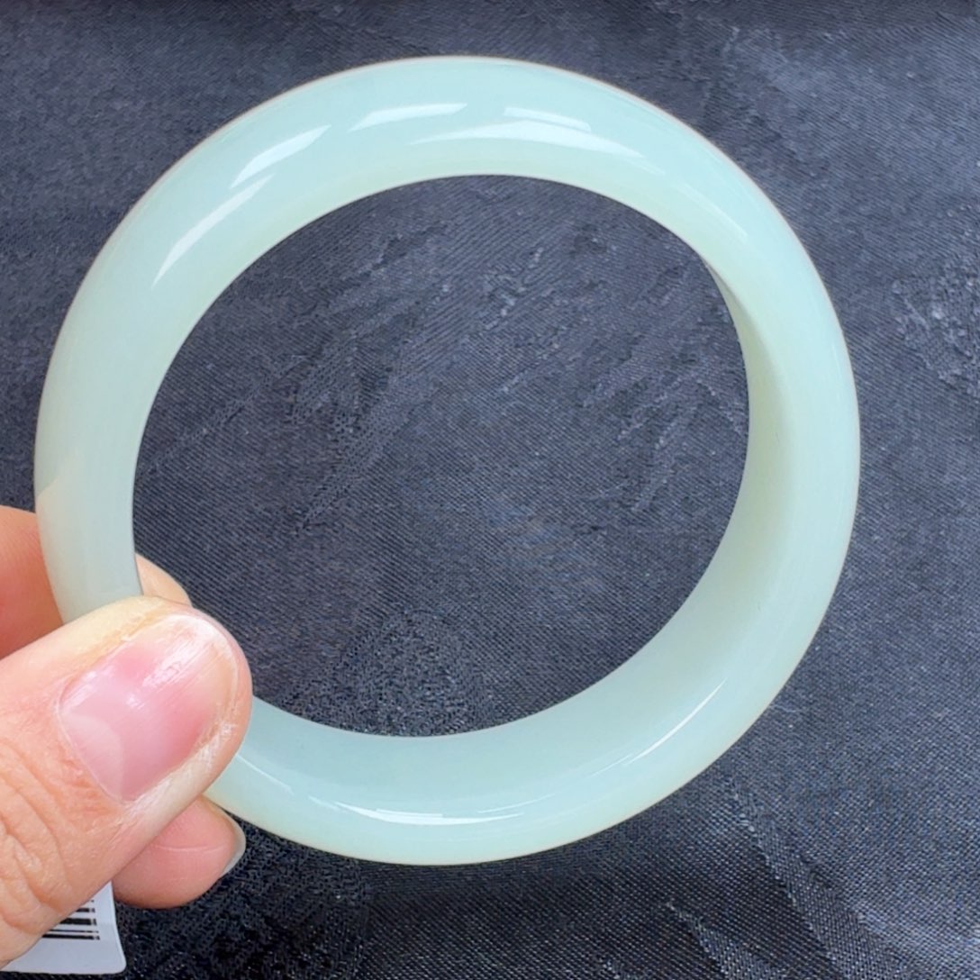 和田玉未镶嵌手镯宝宝蓝宽胎5号