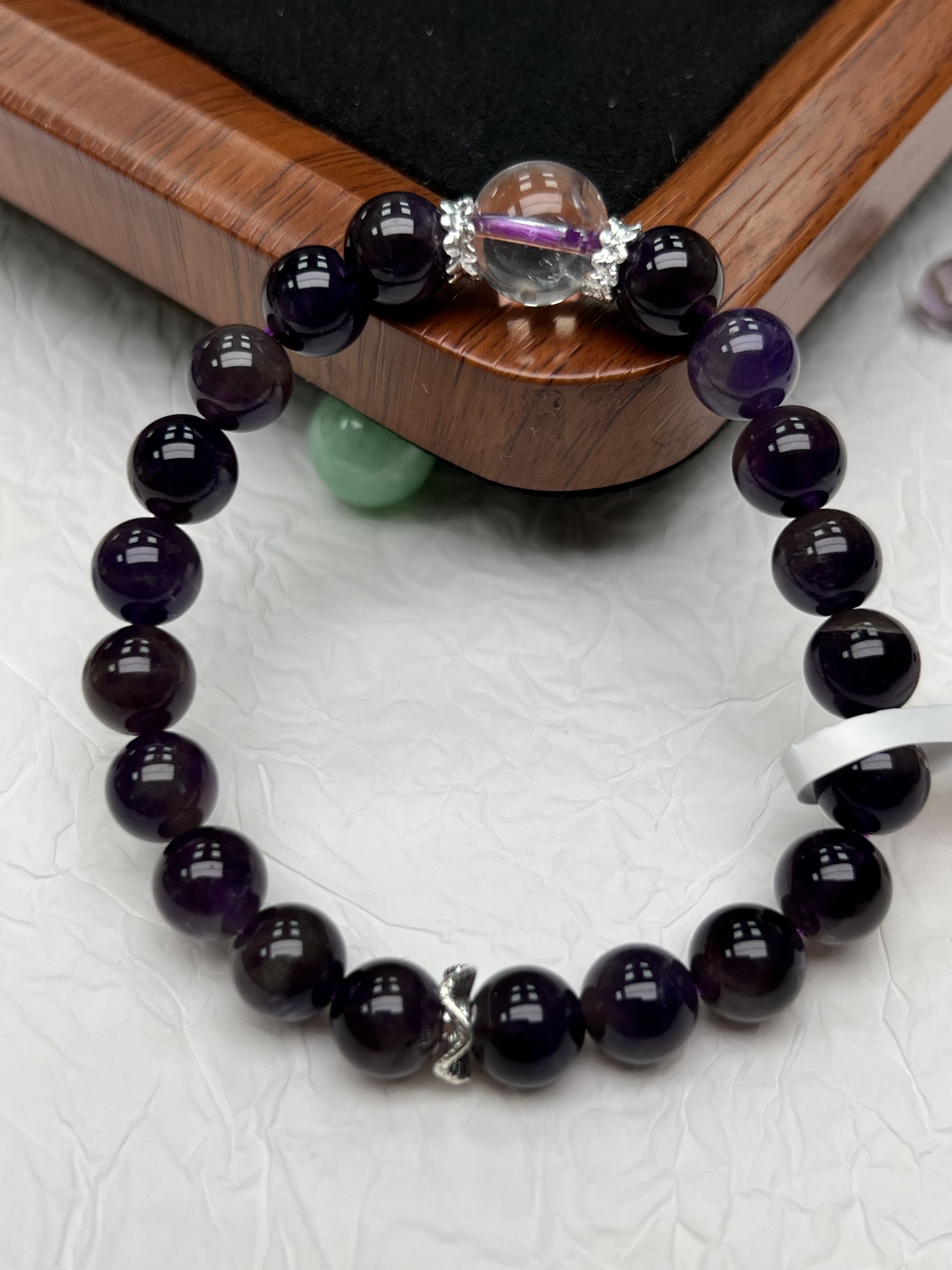 天然紫+白水晶 手串+8mm 天然水晶（一件/多样性发） SH-000108