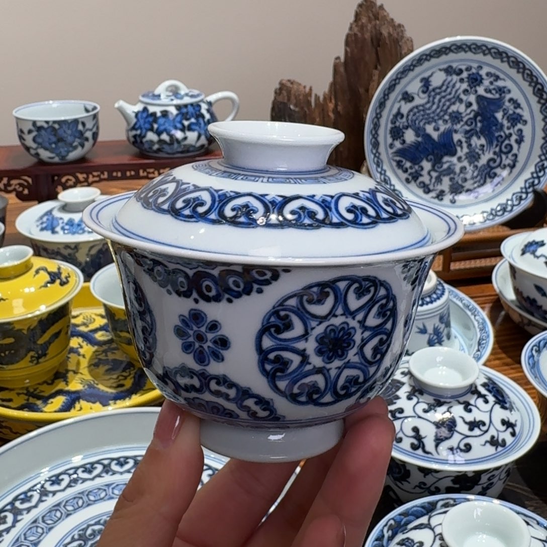 摆件景德镇雯华堂盖碗