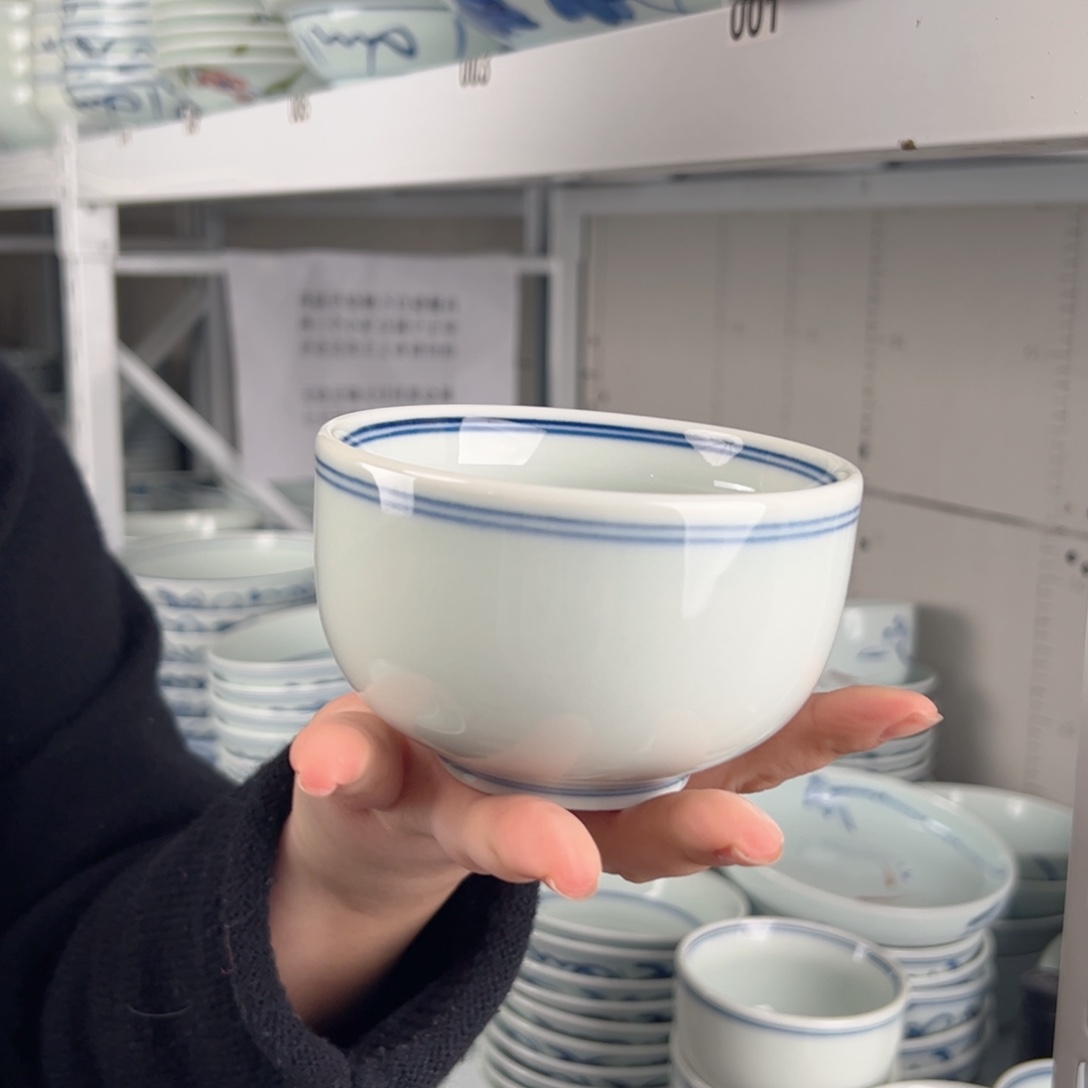 碗微瑕双线6寸金钟碗