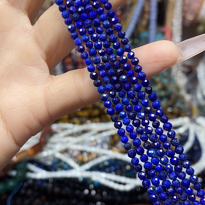 玛瑙/玉髓未镶嵌珠宝半成品A级天然青金切面卡3mm