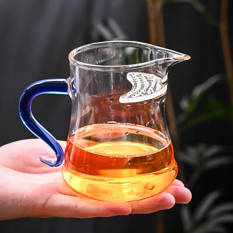 （颜色随机）350ml月牙过滤耐热花茶办公专用玻璃公道杯