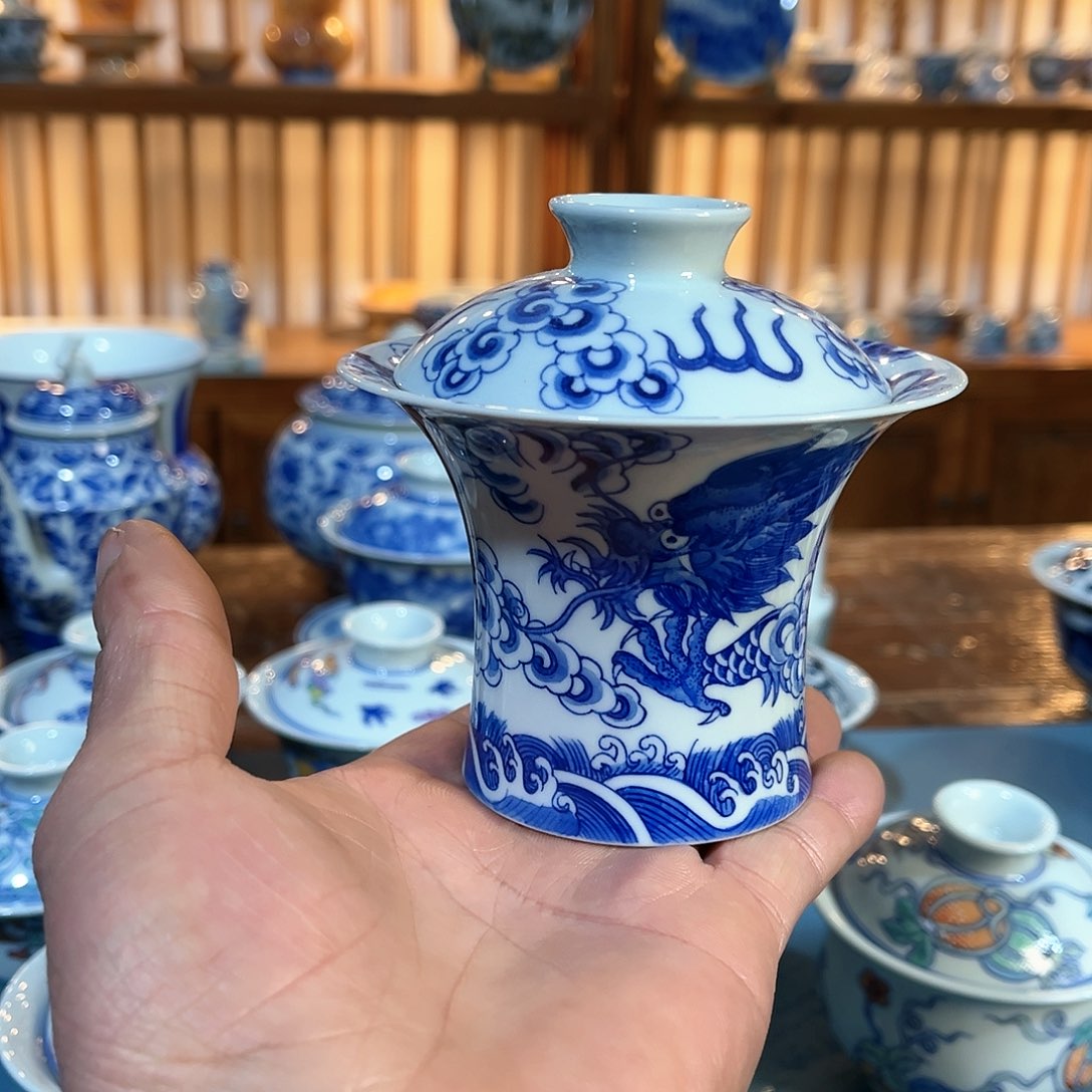 錡镇堂手工手绘绘盖碗