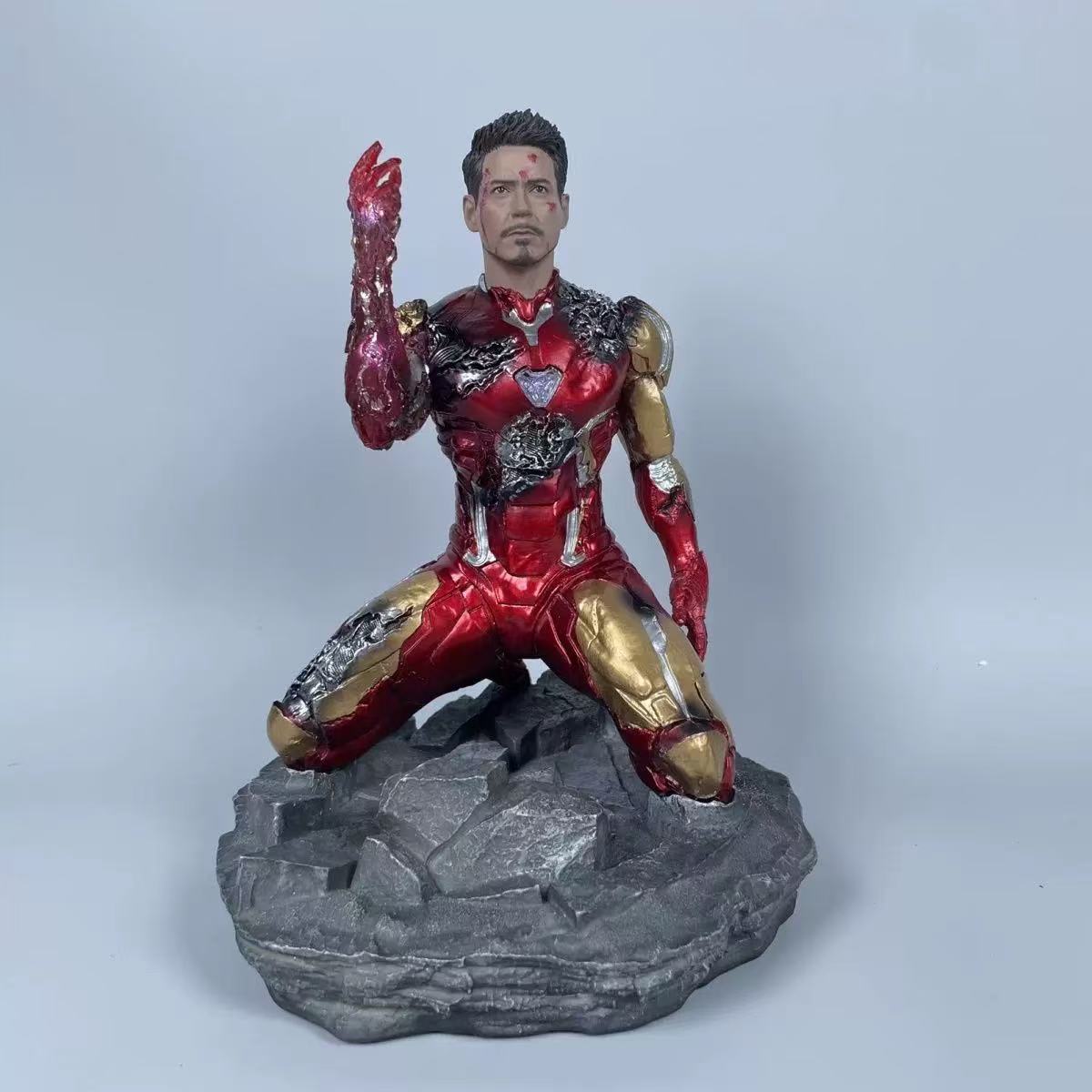 漫威钢铁侠马克MK85打响指跪姿手办雕像手臂可发光