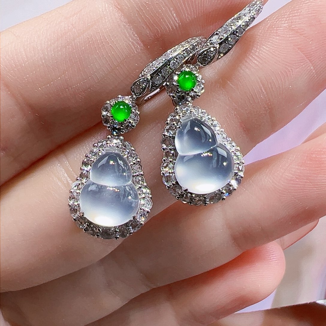 翡翠耳饰18K金镶嵌耳坠